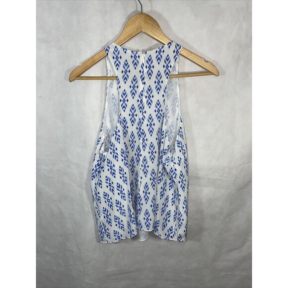 Joie Sleeveless Silk Blouse Size M White Blue - Picture 2 of 9